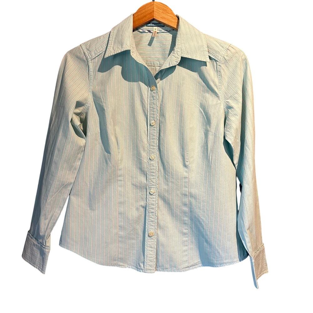 Y2K Bass & Co Medium Ladies Blouse Office Professional 100% Cotton Natural Fiber